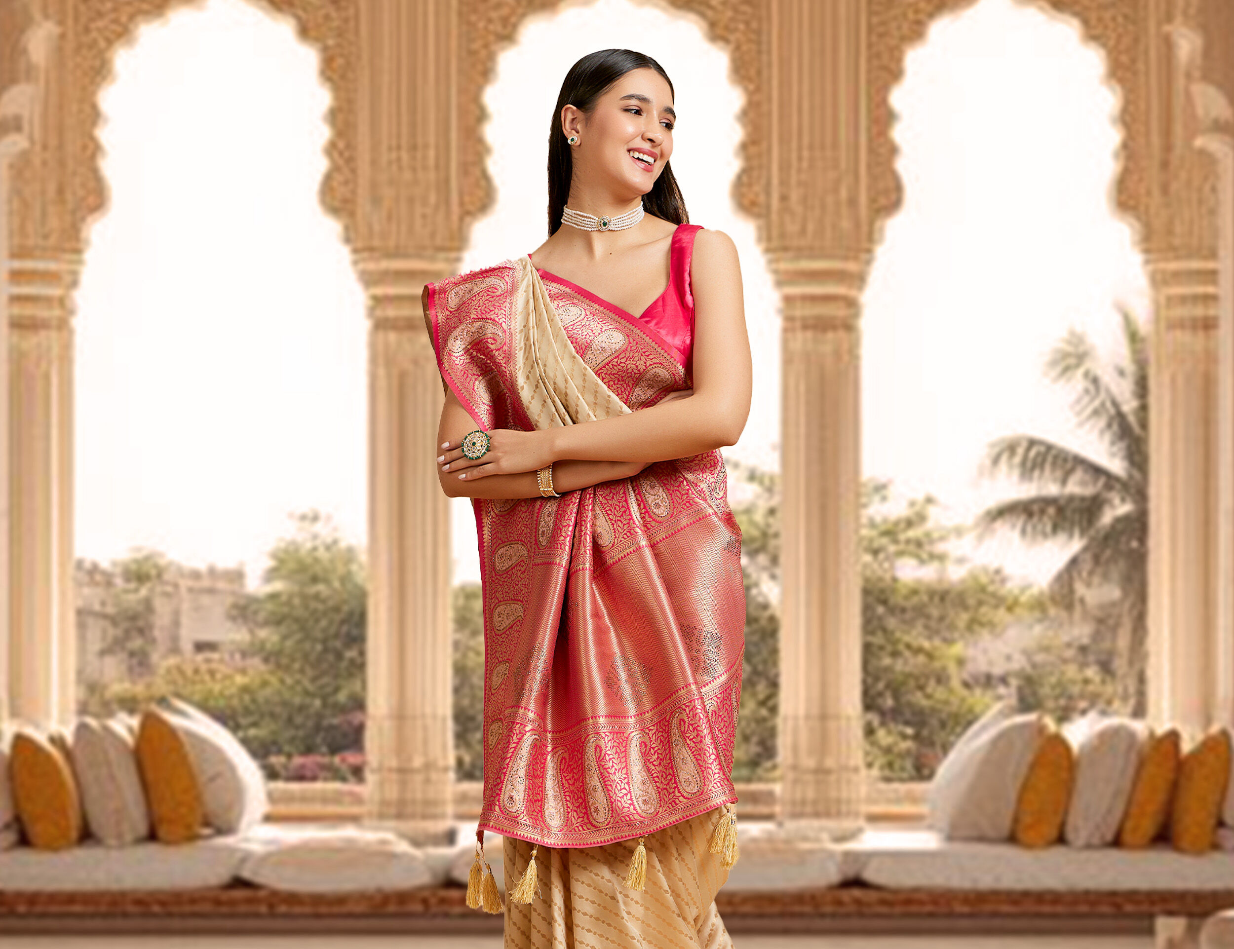 Brown Wing Chair on wooden base